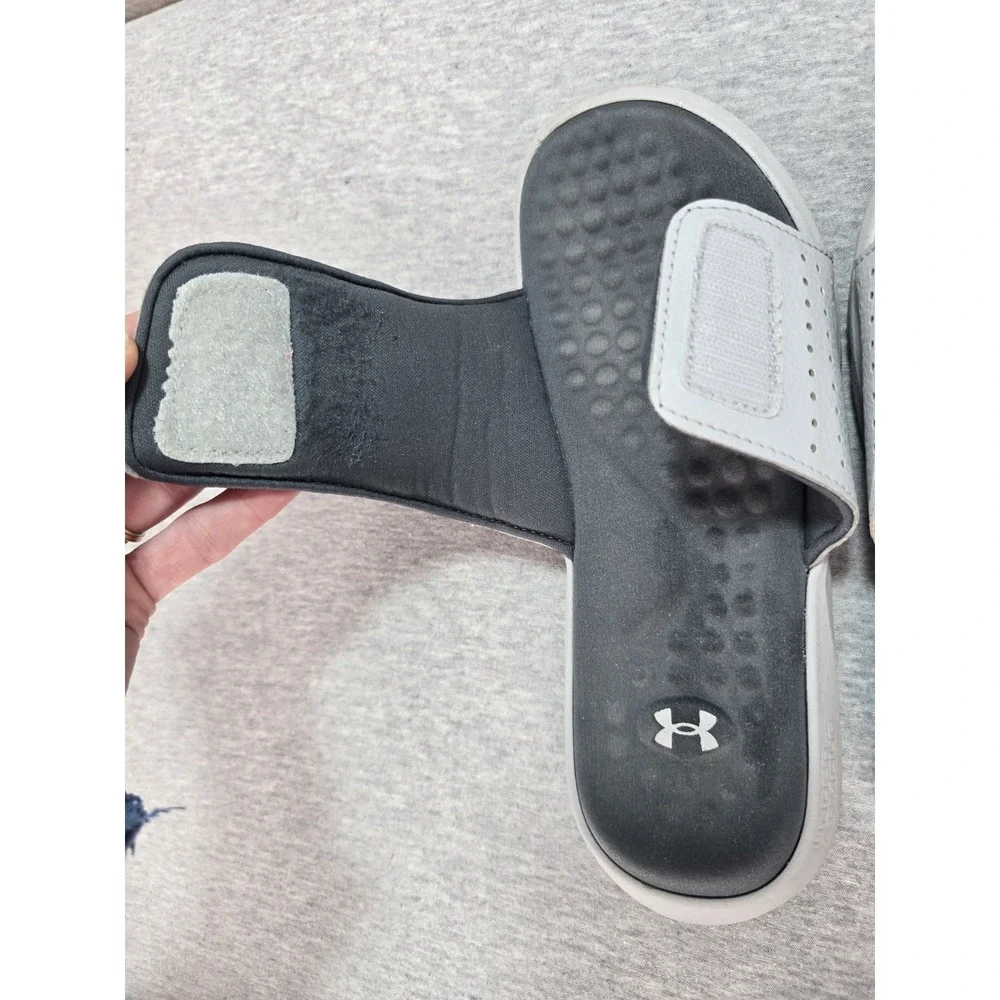 Under Armour Youth 5 Ignite Pro Adjustable Slide Sandals Black Grey 3026036-103